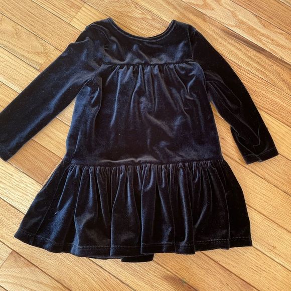 Cat & Jack Other - CAT & JACK Dress Velour Tiered Long Sleeve Winter Toddler Girl Black 18 m